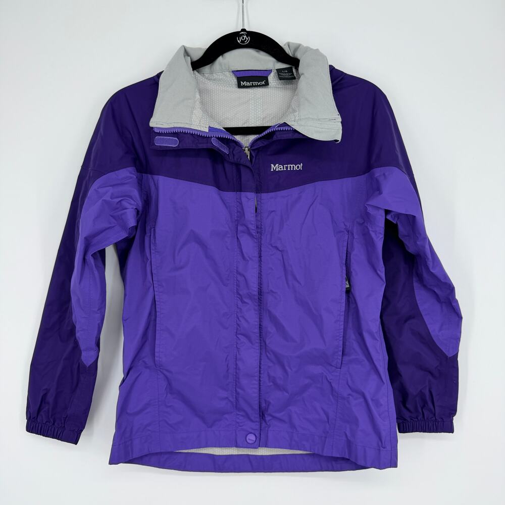 Marmot Rain Coat PreCip Eco Hoodie Waterproof Jacket Youth Girls Large